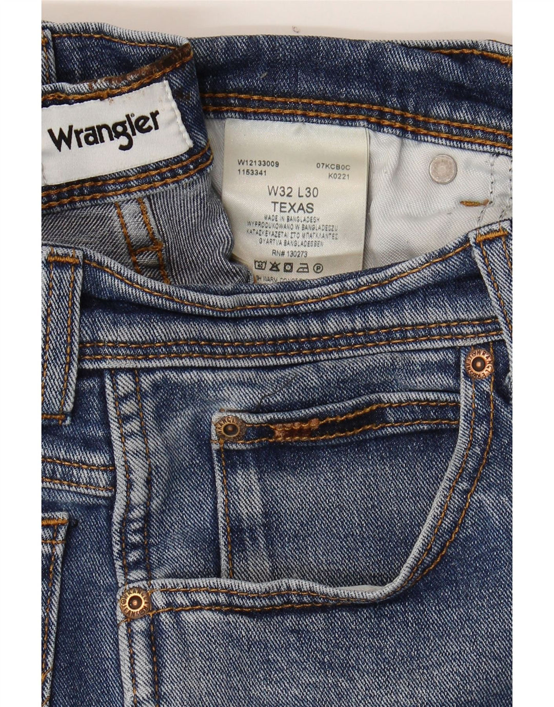 WRANGLER Mens Texas Straight Jeans W32 L27 Blue Cotton Vintage Wrangler and Second-Hand Wrangler from Messina Hembry 