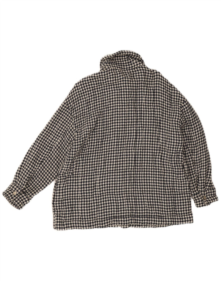 Zara Mujer Chaqueta Bomber UK 40 Mediana Negro Pata De Gallo Algodón