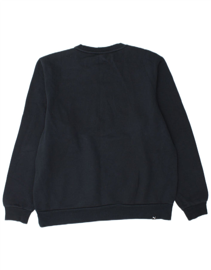 Puma Mens Graphic Sudadera Jumper Grande Azul Marino Algodón