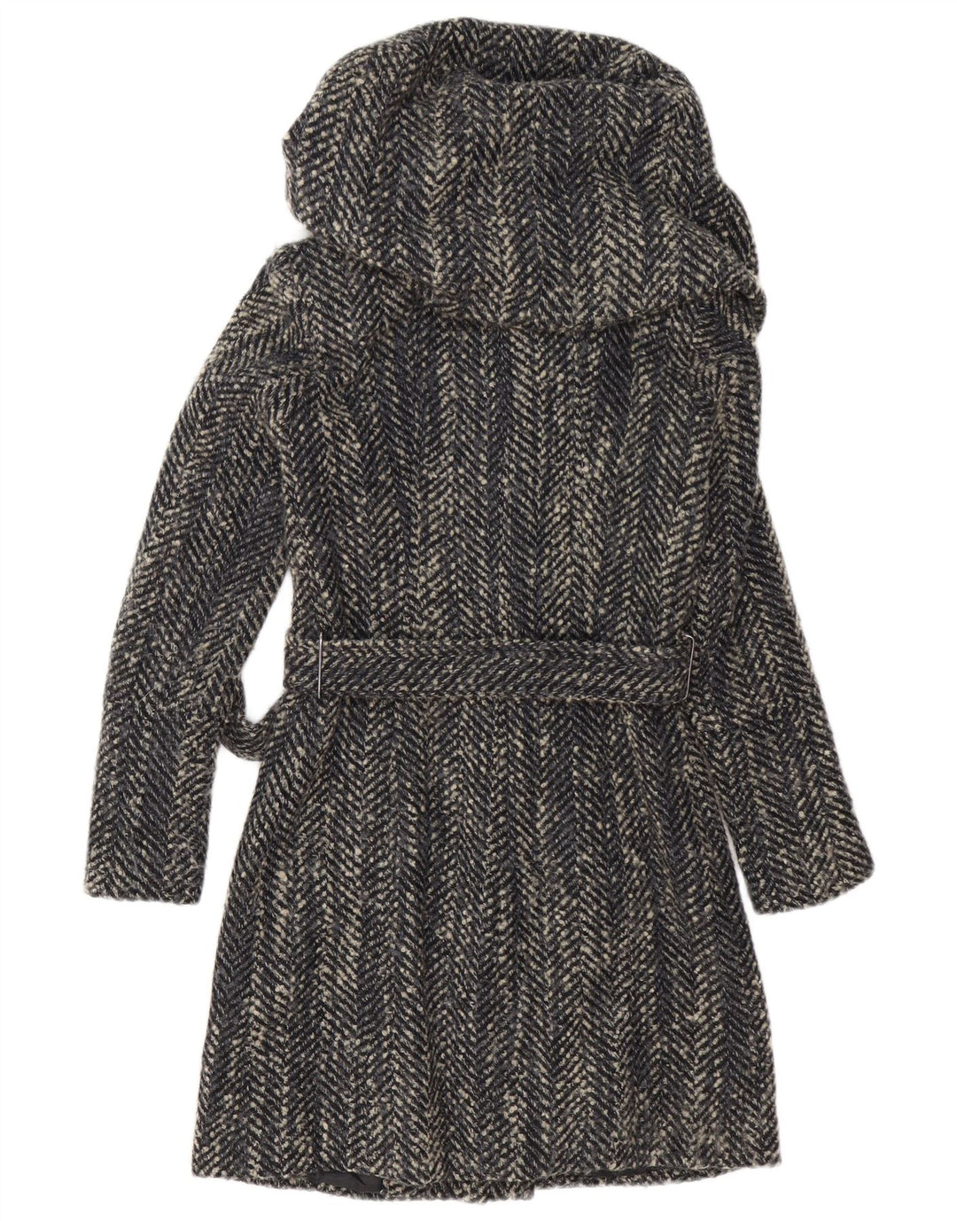 Zara Mujer Abrigo UK 6 XS Gris Espiga Poliéster