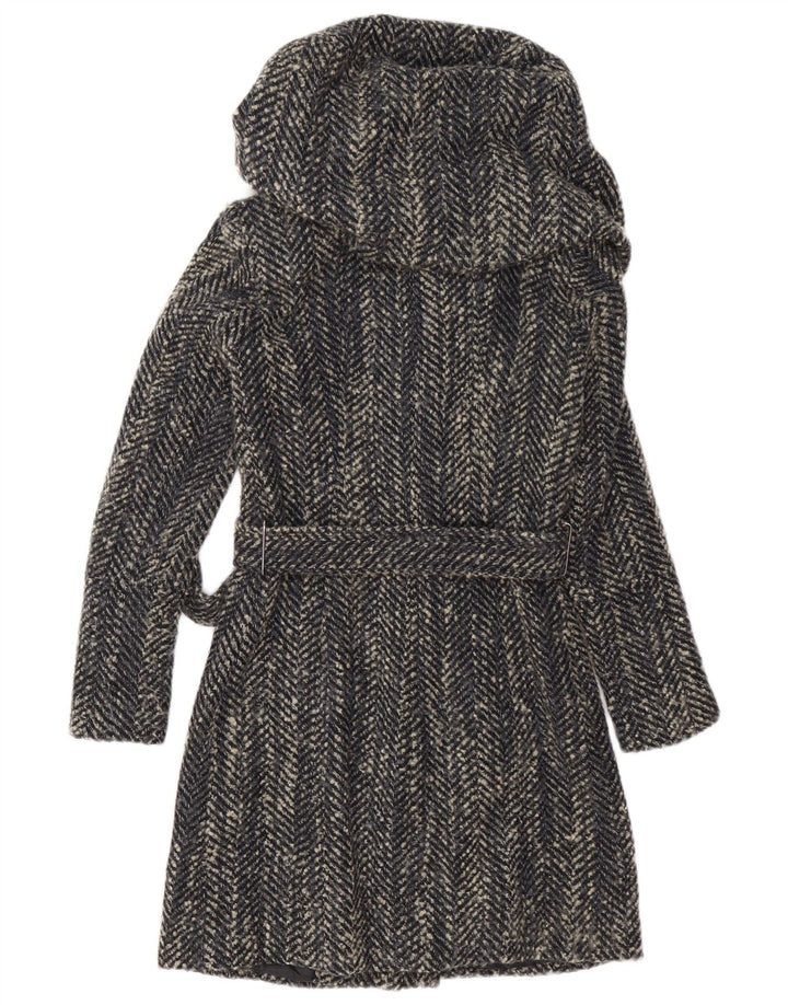 Zara Mujer Abrigo UK 6 XS Gris Espiga Poliéster