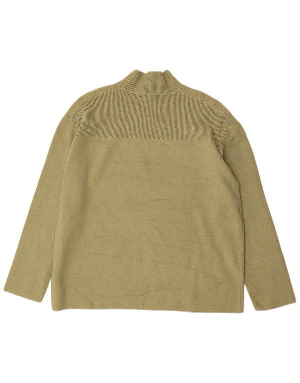 Marks & Spencer Suéter tipo jersey con cuello alto para mujer, talla 40, color caqui mediano