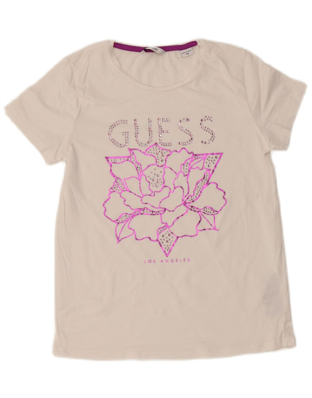 GUESS Camiseta gráfica para niña 13-14 años Algodón blanco