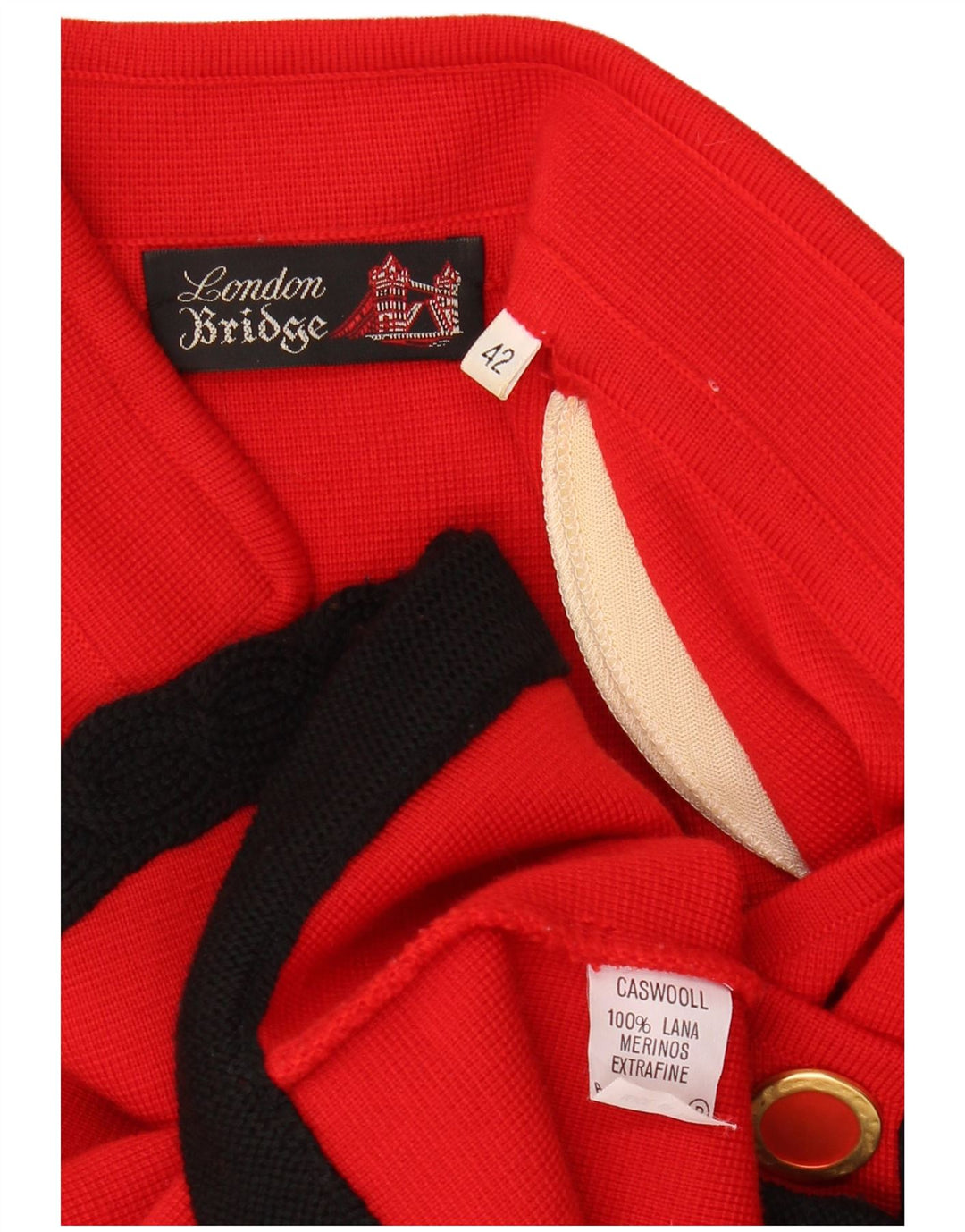 Vintage mujer chaqueta blazer de doble pecho IT 42 bloque de color rojo medio