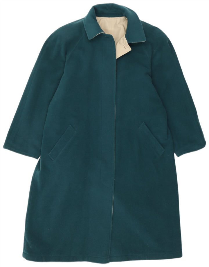 Vintage mujer reversible abrigo EU 40 lana verde medio