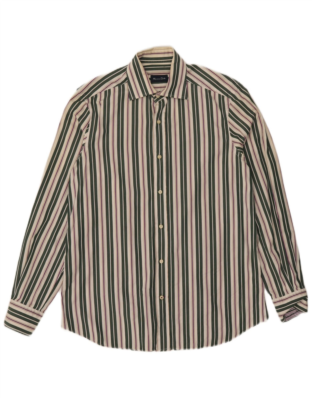 Camisa Massimo Dutti Hombre Algodón Rayas Verde Medio