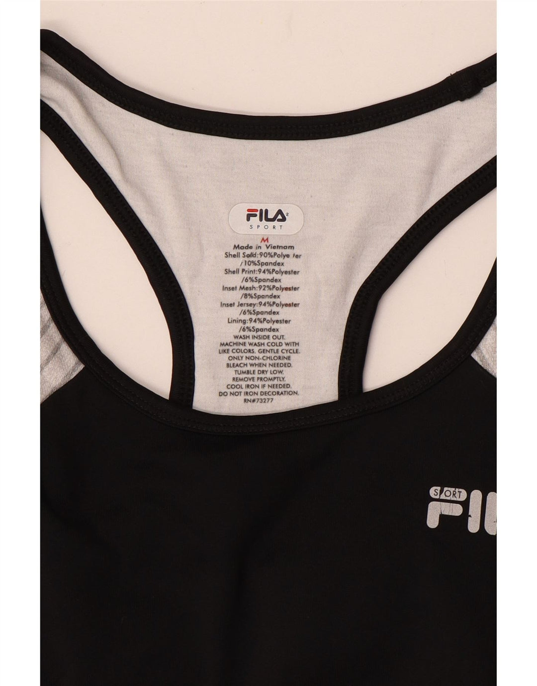 FILA Camiseta sin mangas para mujer UK 12 Medium Black Colourblock Poliéster