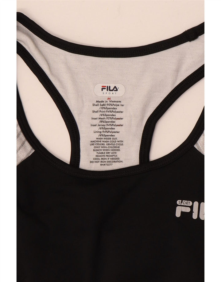 FILA Camiseta sin mangas para mujer UK 12 Medium Black Colourblock Poliéster
