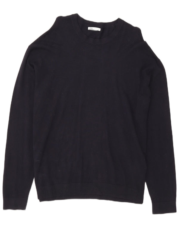 Zara Hombre Jersey Cuello Redondo Jersey XL Azul Marino Viscosa