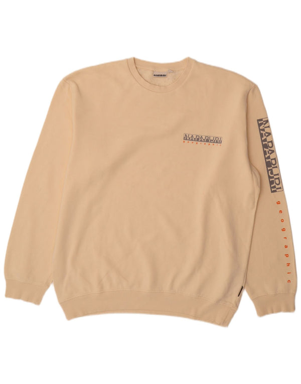 Napapijri Hombre Graphic Regular Fit Sudadera Jumper XL Algodón Beige