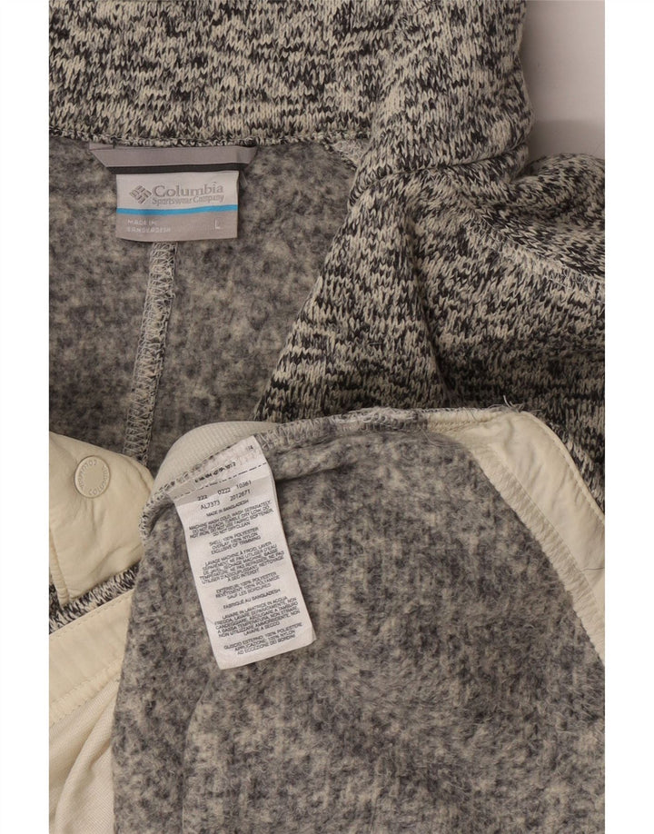 Columbia - Sudadera con cuello y botones para hombre, talla grande, poliéster moteado gris