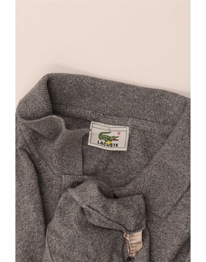 Lacoste Polo de manga larga para hombre talla 4 algodón gris medio