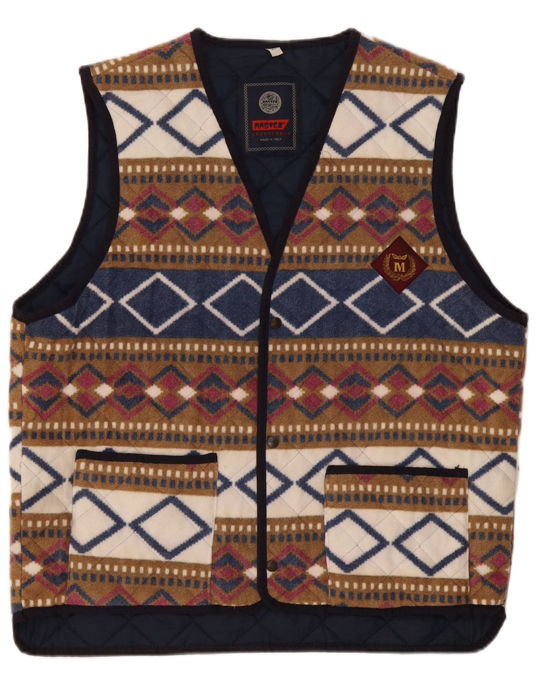 Master Chaleco polar para hombre UK 42 XL Poliéster geométrico multicolor