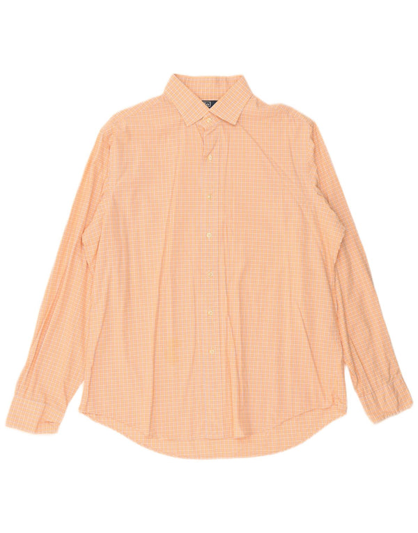 Polo Ralph Lauren Camisa Regent Custom Fit para hombre Talla 17 XL Cuadros naranja