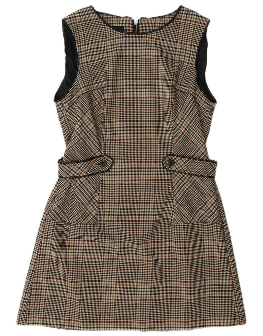 Next Vestido evasé sin mangas para mujer UK 44 Pata de gallo gris medio