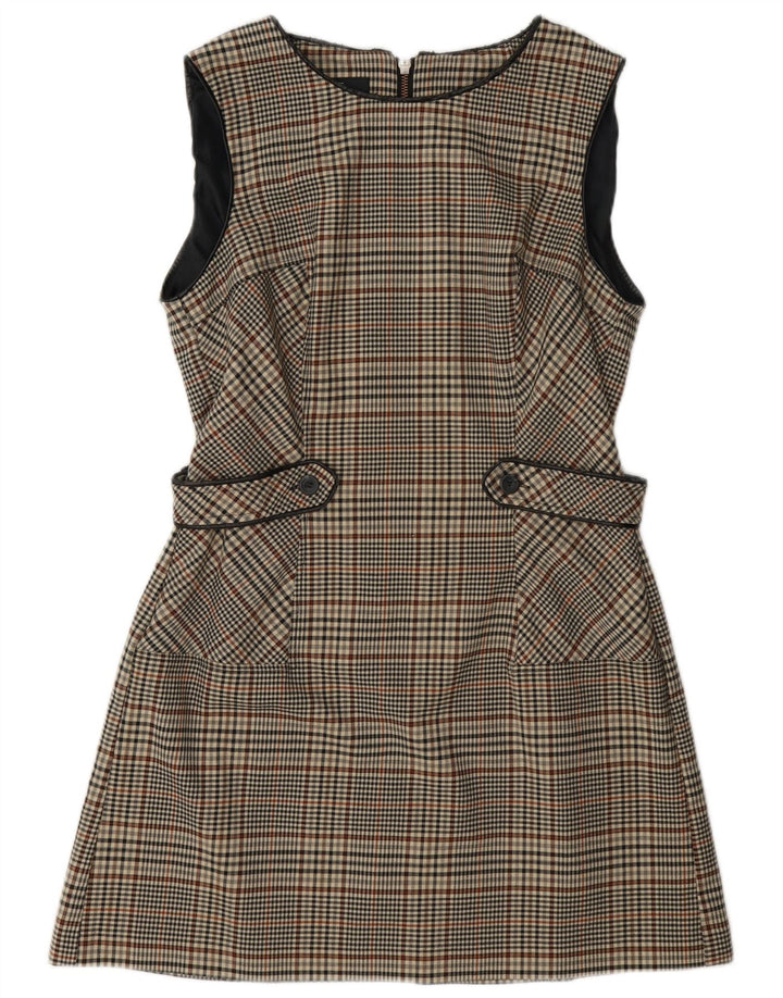 Next Vestido evasé sin mangas para mujer UK 44 Pata de gallo gris medio