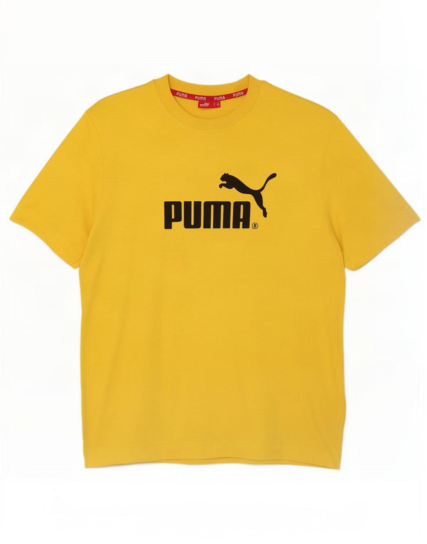Puma Hombre Camiseta Gráfica Top Algodón Amarillo Medio