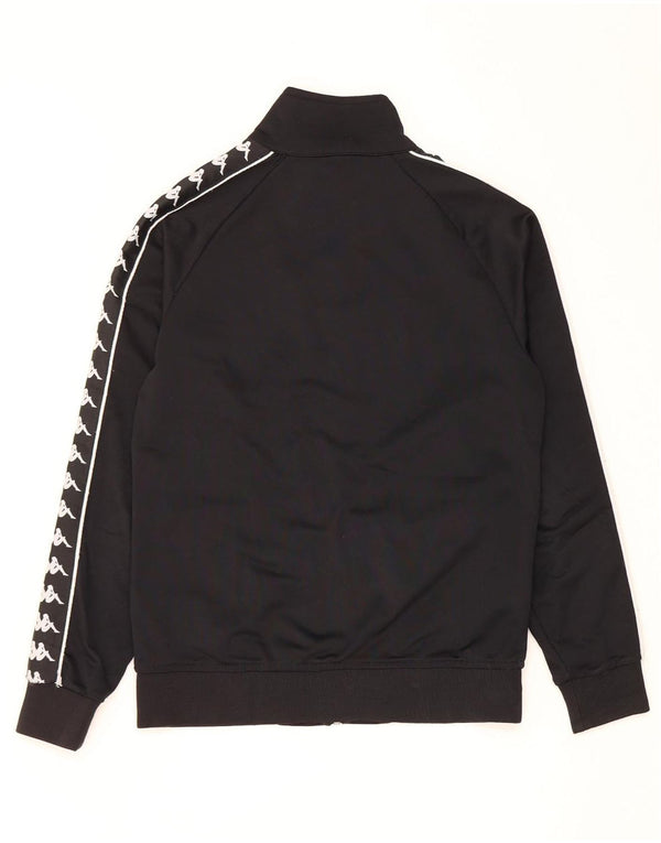 Kappa Mens Graphic Chándal Top Chaqueta Pequeña Poliéster Negro