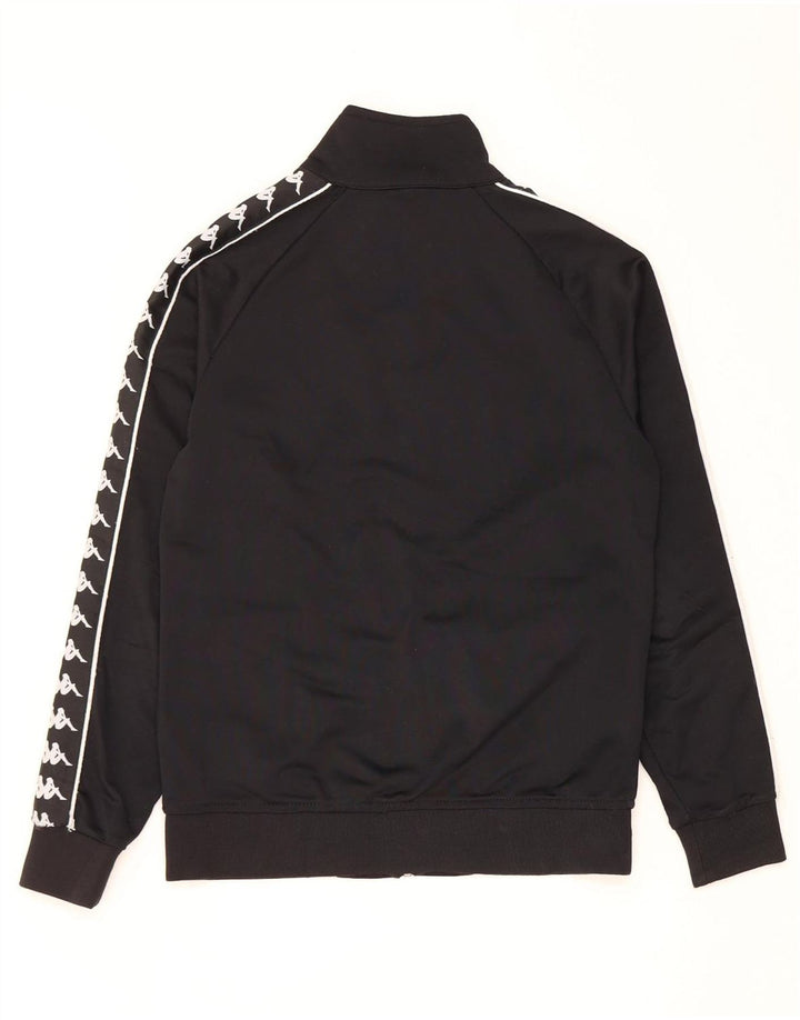 Kappa Mens Graphic Chándal Top Chaqueta Pequeña Poliéster Negro