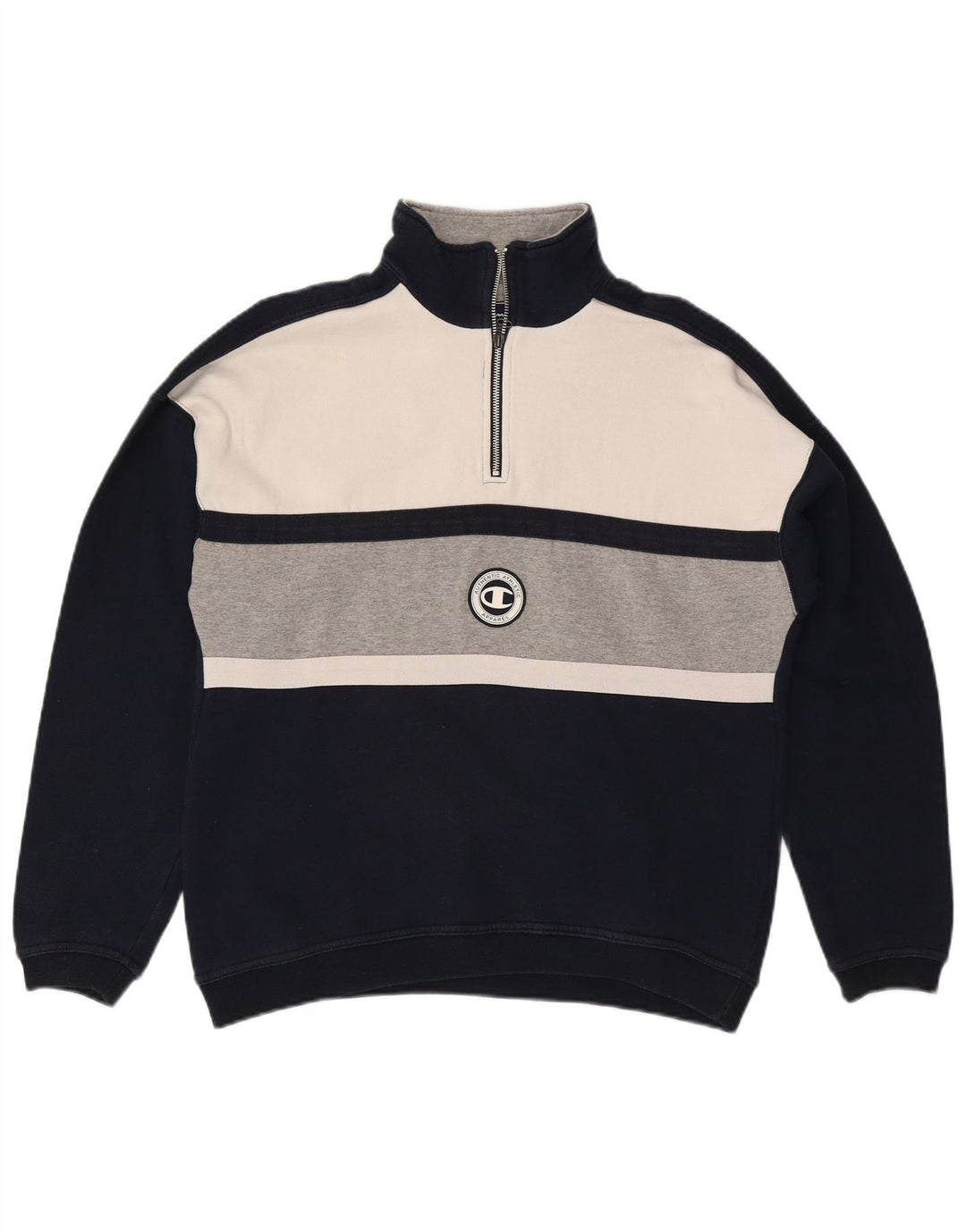 CHAMPION Sudadera con cuello y cremallera para hombre Jumper Medium Navy Blue Colourblock