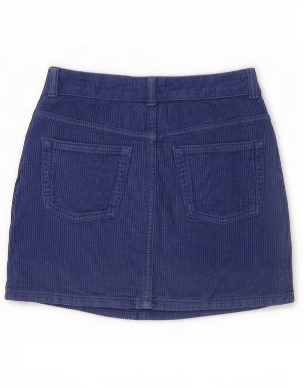 Topshop Minifalda de pana para mujer UK 4 XS W24 Algodón azul marino