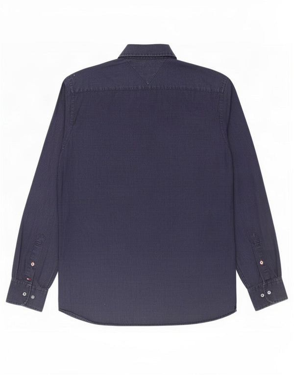 Camisa Tommy Hilfiger Hombre Slim Fit Algodón Geométrico Azul Marino Pequeño