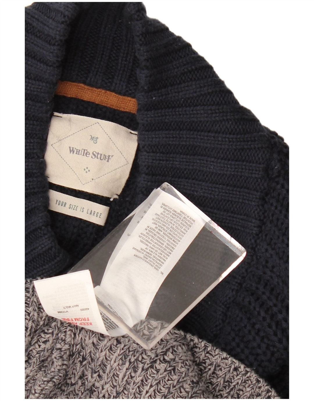 WHITE STUFF Suéter tipo jersey con cuello y botones para mujer UK 46 Grande Gris Colorblock