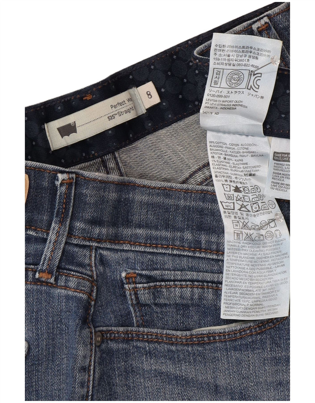 Levi's Jeans rectos 525 para mujer US 8 Medium W28 L30 Algodón azul