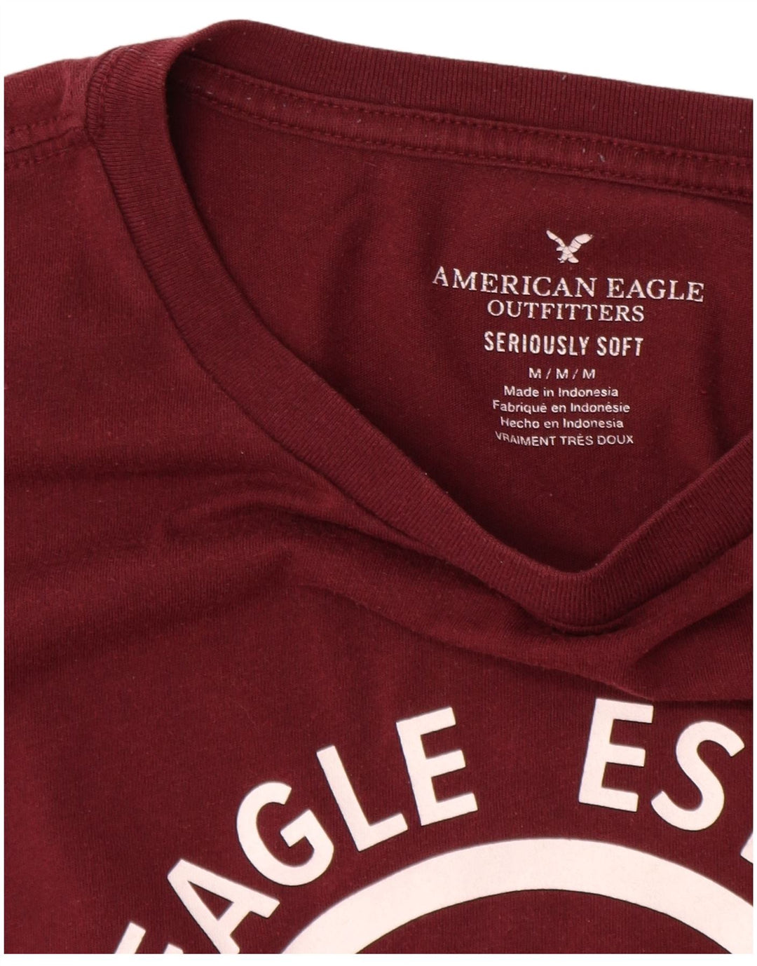 AMERICAN EAGLE Camiseta gráfica para hombre Top Algodón burdeos medio