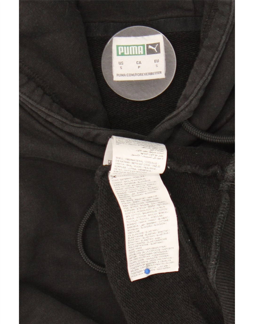 Puma - Sudadera con capucha para hombre, talla pequeña, algodón negro