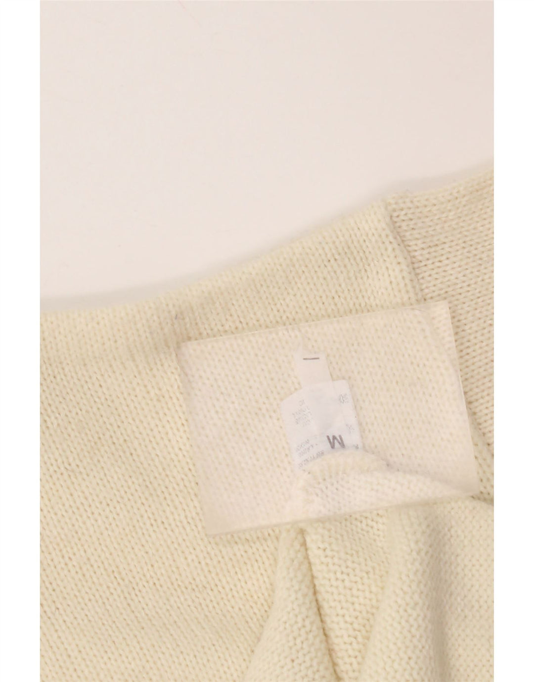 VINTAGE Mujer Crop Turtle Neck Jumper Suéter Reino Unido 14 Medio Blanco Apagado