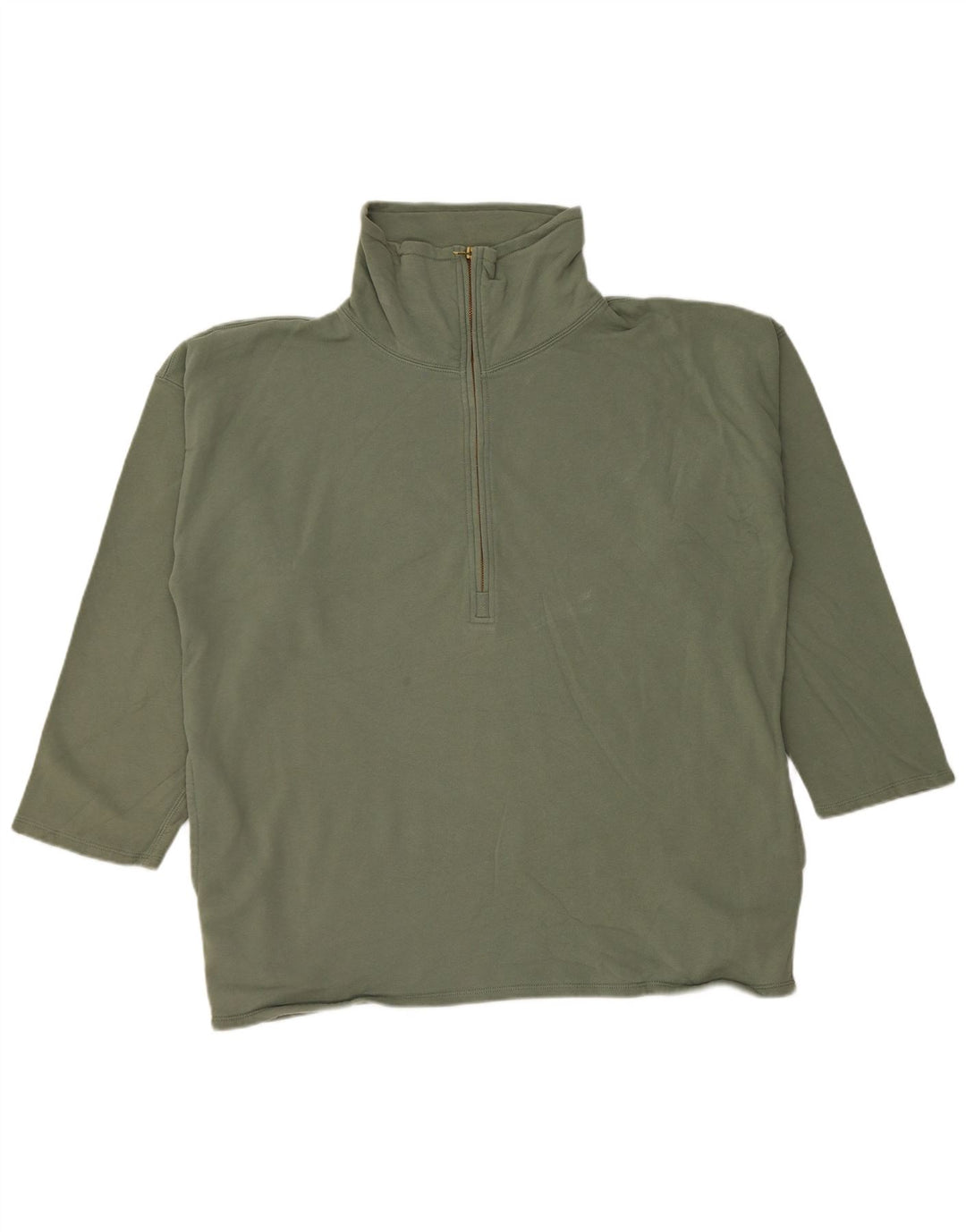 J. CREW Sudadera extragrande con cuello y cremallera para mujer, talla 40, color verde
