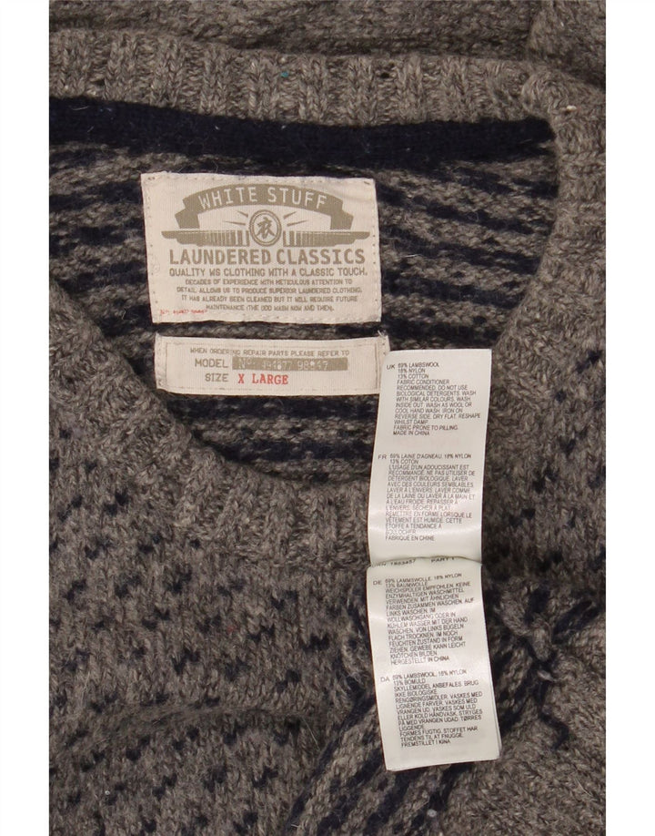 Jersey de cuello redondo para hombre de White Stuff XL de lana de cordero con lunares grises