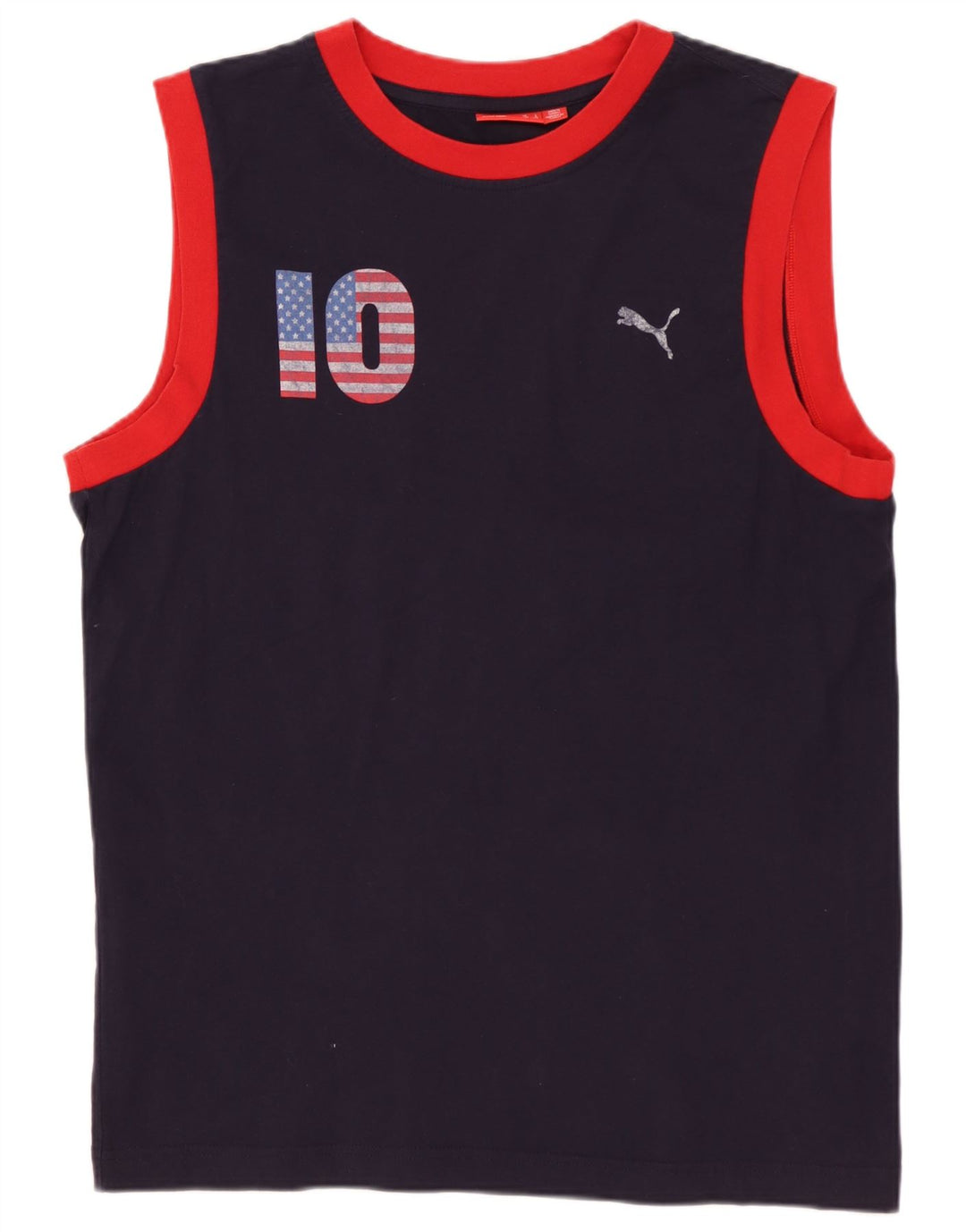 PUMA Camiseta sin mangas con gráfico para hombre grande de algodón azul marino