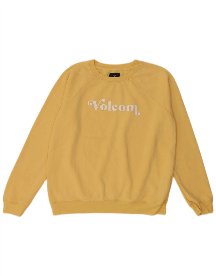 Volcom Sudadera de gran tamaño con estampado gráfico para mujer US 4/6 Small Yellow