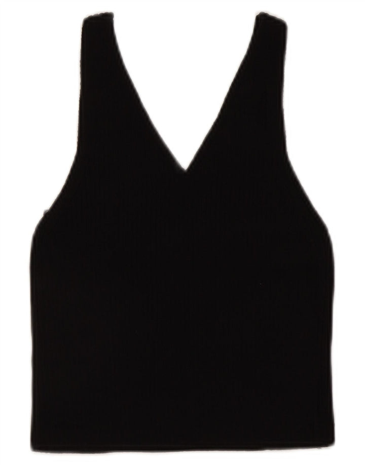 Zara Top corto sin mangas para mujer UK 42 Medium Black Spotted