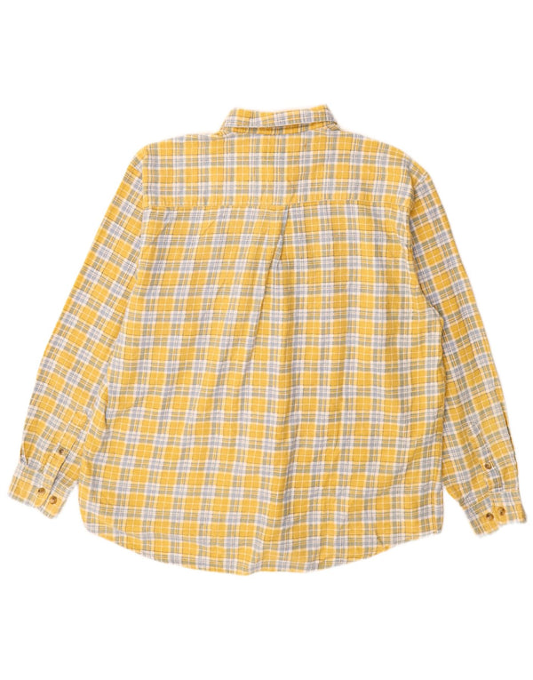 Stanley - Camisa de franela para hombre, talla 2XL, algodón a cuadros amarillos