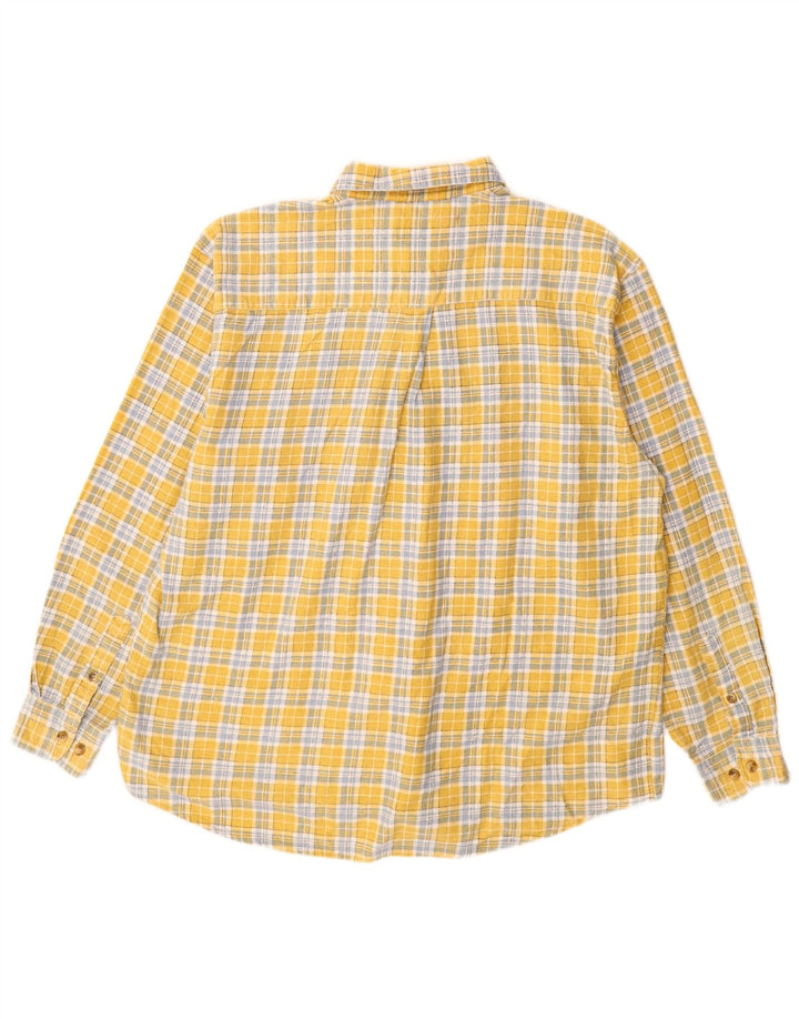 Stanley - Camisa de franela para hombre, talla 2XL, algodón a cuadros amarillos
