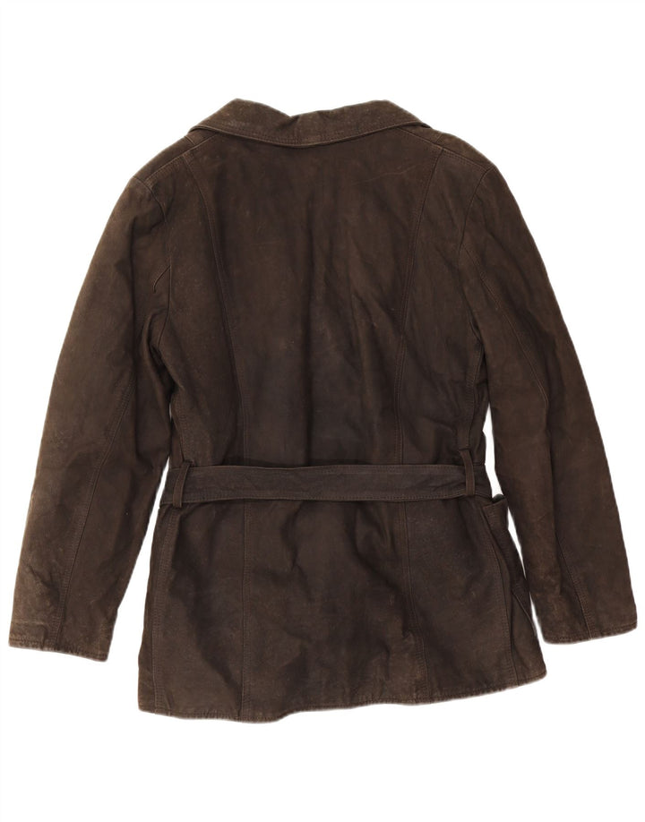 Vintage mujer chaqueta de cuero Reino Unido 14 marrón medio
