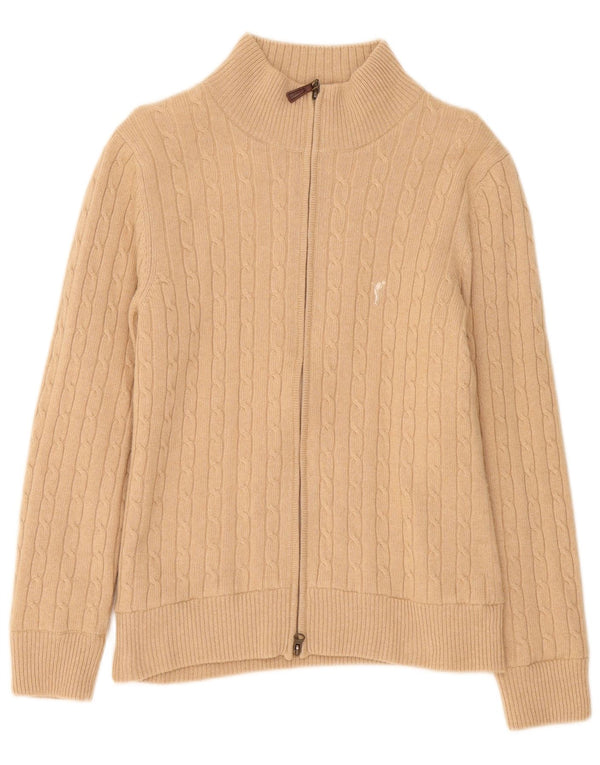Golfino Suéter tipo cárdigan con cremallera completa para mujer Reino Unido 12 Lana merino beige medio