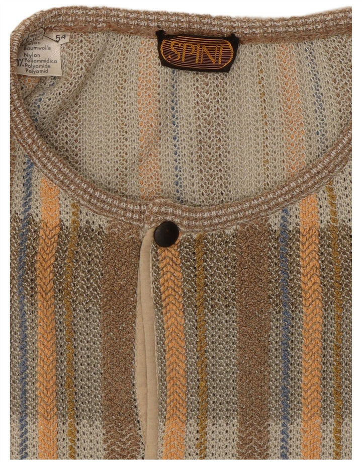 Vintage hombres botón cuello jersey suéter IT 54 XL gris comprobar algodón