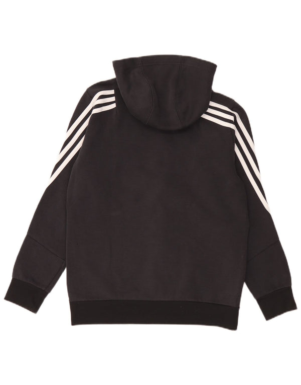 Adidas - Sudadera con capucha y cremallera para niños, 13-14 años, algodón negro