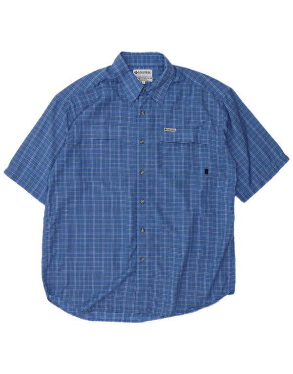 Columbia Camisa De Manga Corta Para Hombre Poliéster A Cuadros Azul Grande