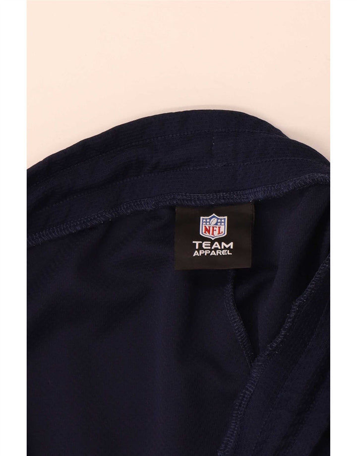 Pantalones cortos deportivos con gráficos de la NFL para hombre, color azul marino medio, bloques de color