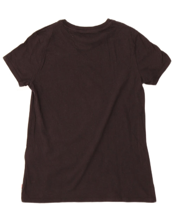 Levi's Camiseta gráfica para mujer Top UK 10 Small Black Cotton