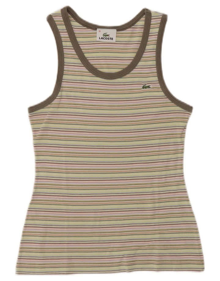 Lacoste Mujer Crop Vest Top Talla 38 Mediana Algodón A Rayas Multicolor