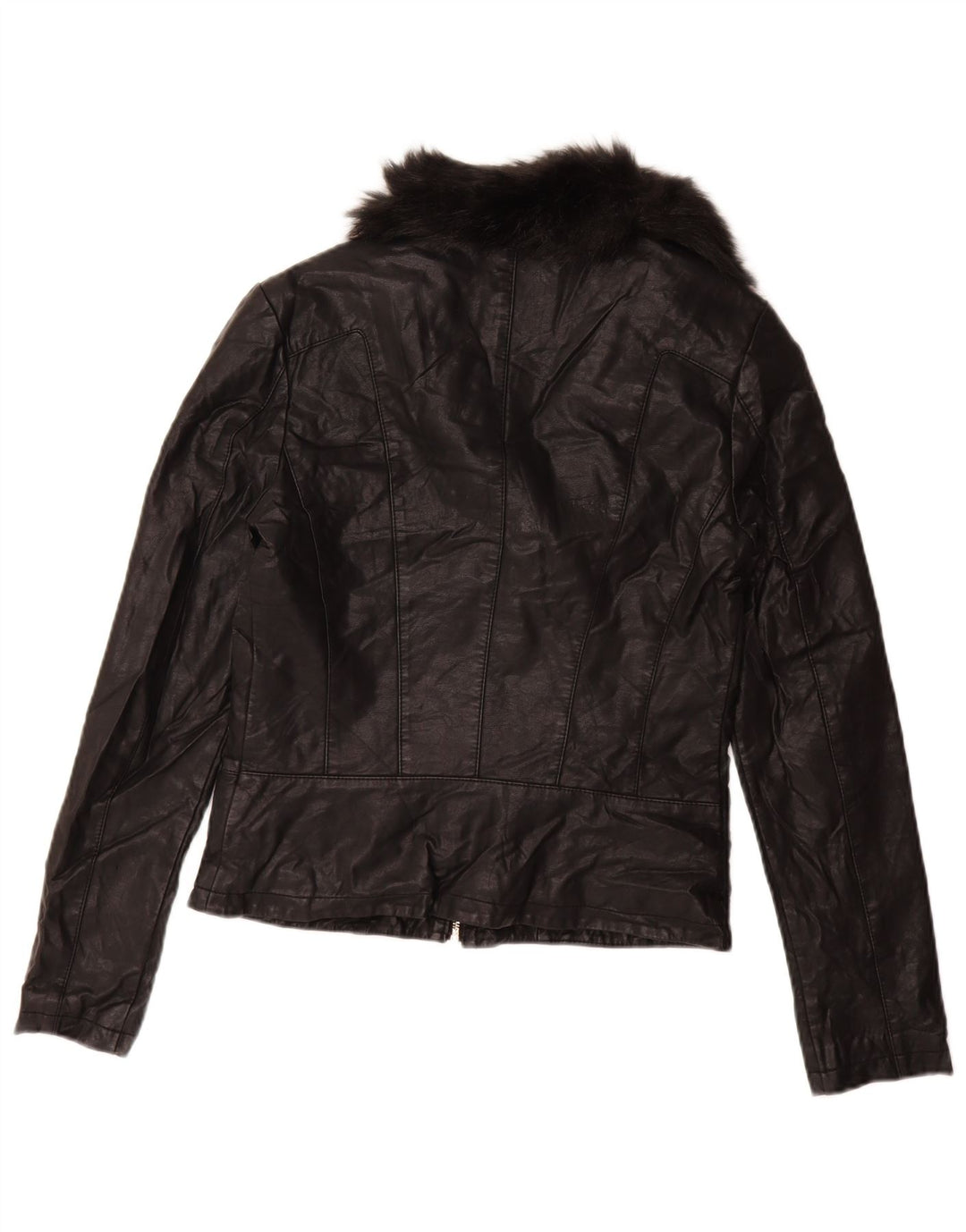 GUESS Chaqueta motera de piel sintética para mujer UK 6 XS Poliuretano negro