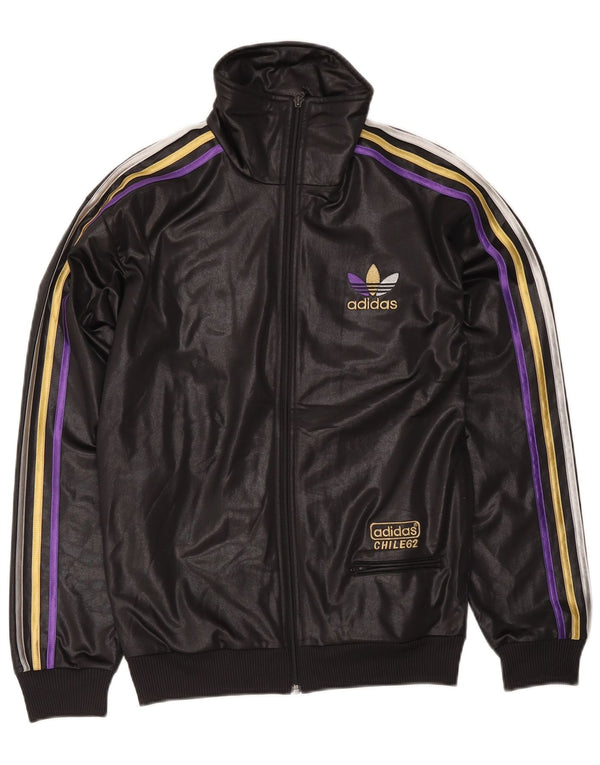Adidas Mens Graphic Chándal Top Chaqueta Pequeña Poliéster Negro