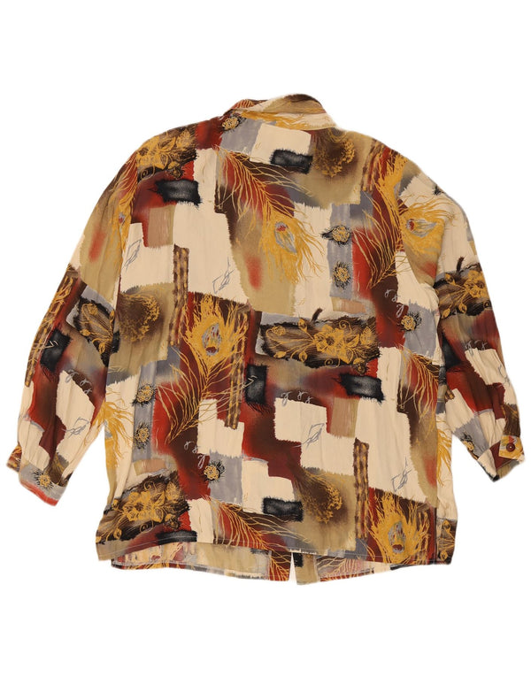 Vintage mujer camisa blusa Reino Unido 18 XL multicolor patchwork viscosa