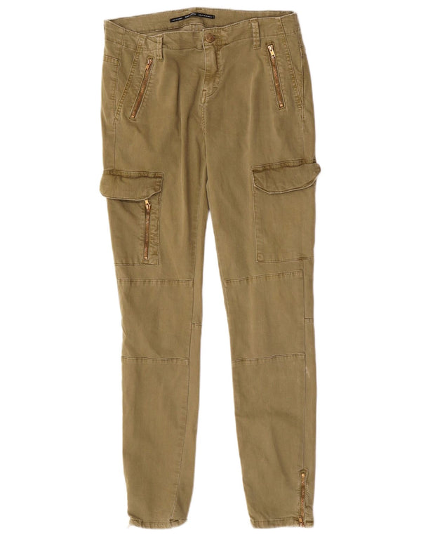 Zara Mujer Pantalones Cargo Slim EU 42 Large W32 L29 Algodón Caqui